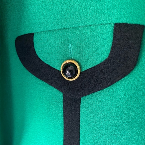 Vintage Carlisle Emerald and Black Women's Blazer - Picture 3 of 6
